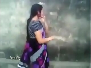 indian hot aunty nigh saree outdoor suck together with knocker unnerve